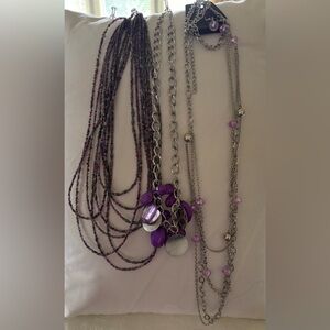 Purple and Silver Necklace Bundle